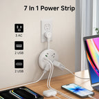 3AC power strip, 2 USB ports, 2 USB-C fast charging port. The power strip surge protector provides overload protection for homes