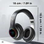 Wireless Bluetooth 5.0 HiFi Headphone With On-Ear Headset Stereo Sound Earphones Sports Office Game Foldable Low Latency