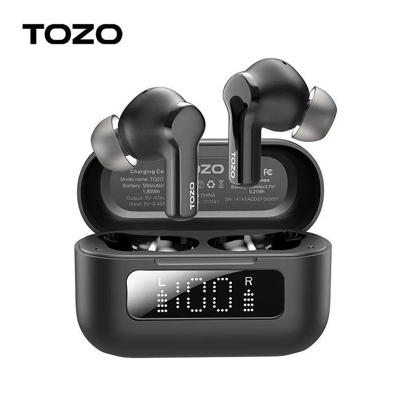 TOZO NC3 Wireless Earbuds 45dB Noise Cancelling Bluetooth Headphones TWS Earphones LED Display Power 32 EQs Support APP