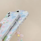 Kawaii Wave Flower Phone Case For Iphone 16 Pro max 15 14 13 12 11 Cover Cute Floral Bracelet Mobile Phone Protector Shell