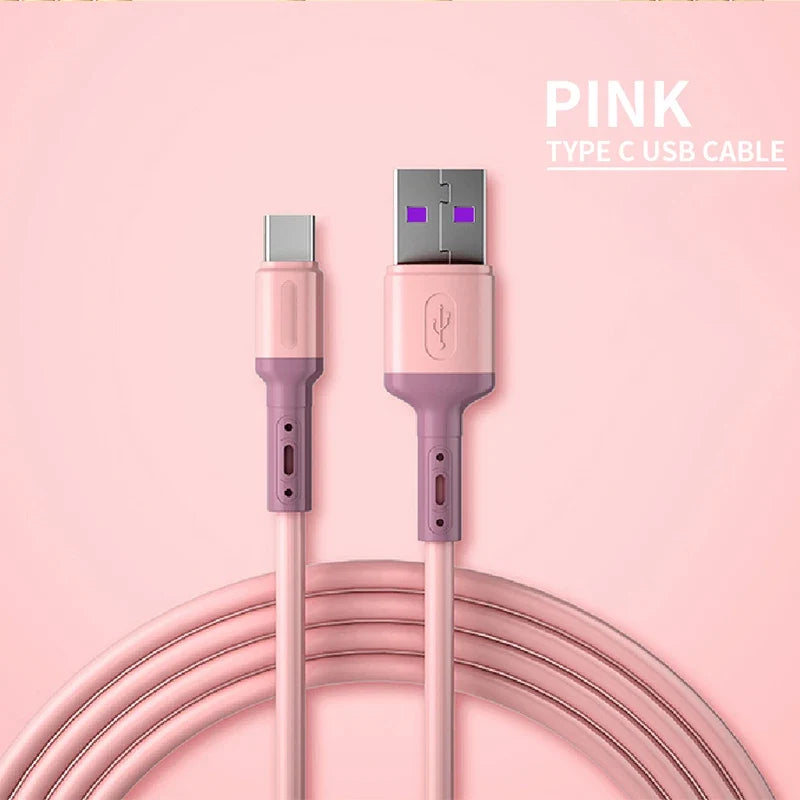Fast Charging USB C Cable TYPE C Liquid Soft Silicone Data Cord For Huawei Xiaomi 1/1.5/2M Mobile Phone USB-C Charger Wire