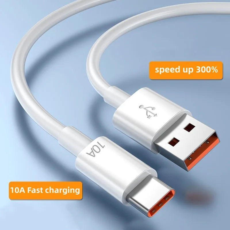120W USB To Type C Super Fast Charge Cable 10A Mobile Phone USB-C Chargers Data Cord For Xiaomi Samsung Huawei Quick Charge Wire