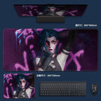 Mouse Pad PC 900x400 Colorful Graffiti Desktop Mouse Mat League of Legends Jinx Mousepad Laptop Arcane Anime Girl Keyboard Mat