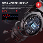 EKSA E900 BT 2.4GHz Wireless Bluetooth Headphones 7.1 USB/Type C Wired Gaming Headset Gamer with ENC Mic For PC/PS4/PS5/Xbox,50H