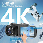 56MP 4K Digital Video Camera 18X Infrared Night Vision Vlogging Camcorder 3.0 inch Touch Screen Youtube Livestream WIFI Webcam