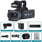 64MP 4K UHD Camcorder 18X Zoom Vlog Digital Video Camera WIFI Webcam For Youtube Livestreaming 4.0 270° Rotative Touch Screen