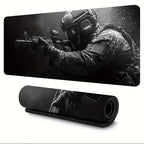 Large Tactical Soldier Mouse Pad – Non-Slip XXL Desk Mat with Stitched Edges, Gaming Accessories for FPS and Home Use