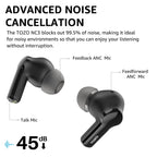 TOZO NC3 Wireless Earbuds 45dB Noise Cancelling Bluetooth Headphones TWS Earphones LED Display Power 32 EQs Support APP