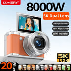 5K 80MP Digital Camera For Photography 18X AF Vlog Camcorder Livestreaming WIFI Webcam Dual Lens Selfie Camera 180° Flip Screen
