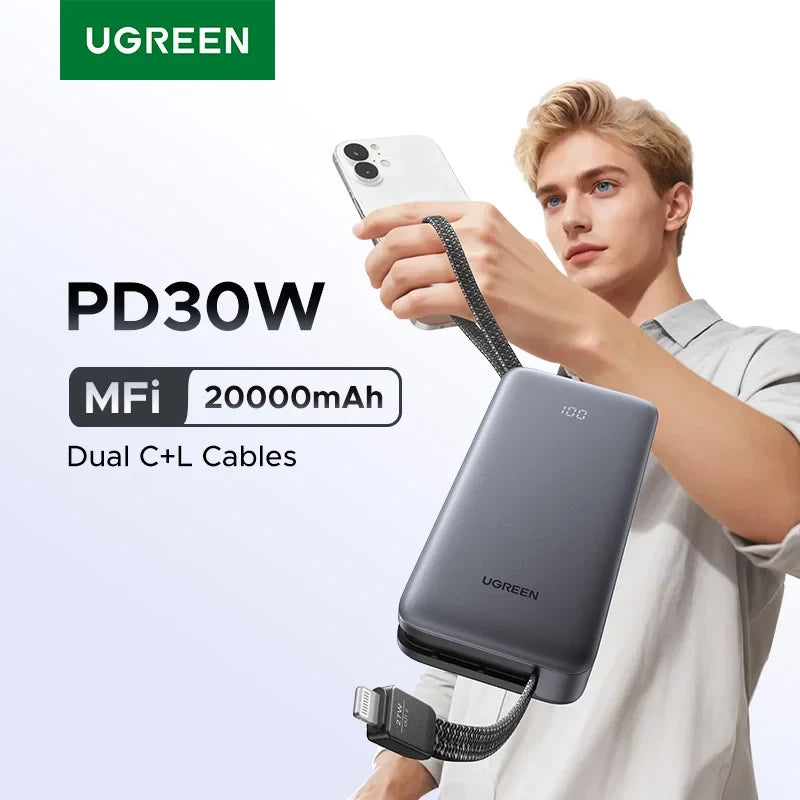 UGREEN PD 30W Power Bank Fast Charge 20000mAh Portable PowerBank for iPhone 17 16 Pro Max Xiaomi External Battery