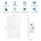Tuya Smart Switches US Neutral Wire/No Neutral Wire Required 1/2/3/4 Gang Light WiFi Touch Switch Work with Alexa Google Home