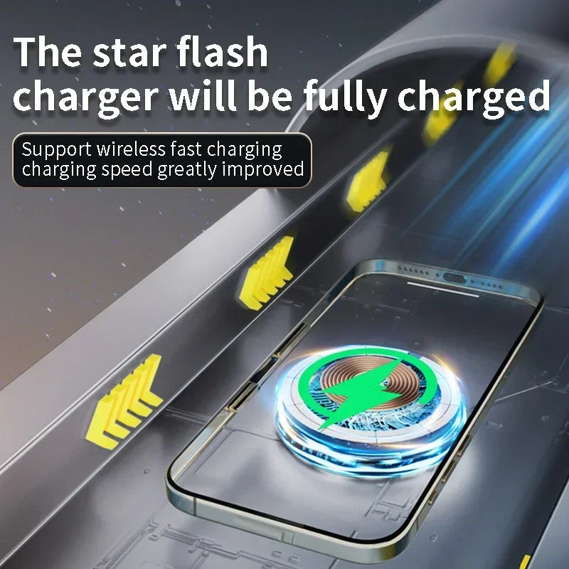 Magnetic Car Wireless Charger LED Light Car Phone Holder Stand for iPhone 15 14 13 12 Pro Max Car Chargers Fast Charging Station