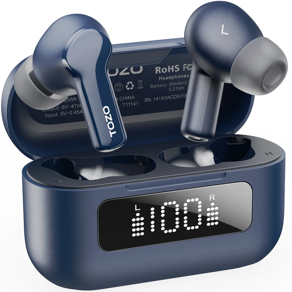 TOZO NC3 Wireless Earbuds 45dB Noise Cancelling Bluetooth Headphones TWS Earphones LED Display Power 32 EQs Support APP