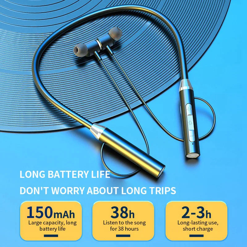 9D Wireless Bluetooth Earphones Neckband Headphones Gaming Stereo Sports Headset Halter Waterproof Magnetic Earbud With Micphone