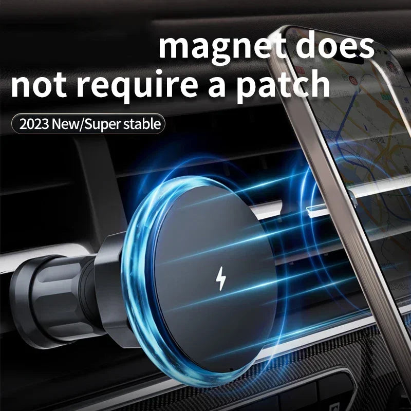 Magnetic Car Wireless Charger LED Light Car Phone Holder Stand for iPhone 15 14 13 12 Pro Max Car Chargers Fast Charging Station