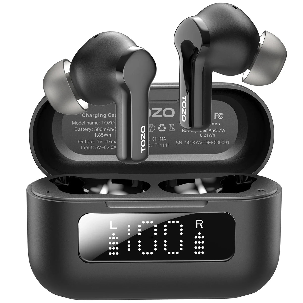 TOZO NC3 Wireless Earbuds 45dB Noise Cancelling Bluetooth Headphones TWS Earphones LED Display Power 32 EQs Support APP