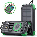 30000mAh Hand Crank Solar Power Bank Magnetic Wireless 22.5W Fast Charging for Airpods iWatch for iPhone 16 Powerbank with Light