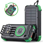 30000mAh Hand Crank Solar Power Bank Magnetic Wireless 22.5W Fast Charging for Airpods iWatch for iPhone 16 Powerbank with Light