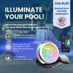 Life-Bulb Smart Wall-Mount Color LED Inground Pool Light System (75ft Cord) | 110V/120V | Lifetime Replacement Program