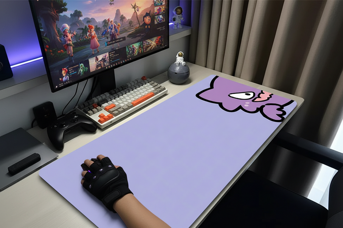 XXL Black Gaming Desk Mat – Anime Pokemon Gengar Mouse Pad for Laptop and PC
