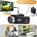 Full 4K Camcorder 18X 48MP Digital Camera Livestream Webcam UHD Vlog Video Recorder Wide Angel Macro Lens Photography Cameras