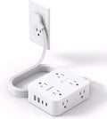 Surge Protector Power Strip with 8 Outlets and 4 USB Ports, Ultra Thin Flat Plug for Home Office Dorm Essentials