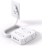 Surge Protector Power Strip with 8 Outlets and 4 USB Ports, Ultra Thin Flat Plug for Home Office Dorm Essentials