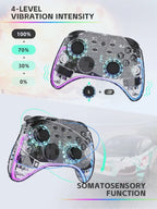 DATA FROG Transparent Wireless Gamepad RGB LED Gaming Controller With Audio Jack For Switch OLED PC Steam Deck Android Smartphon