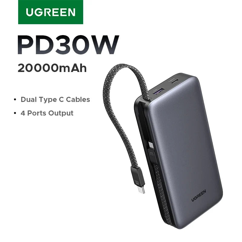 UGREEN PD 30W Power Bank Fast Charge 20000mAh Portable PowerBank for iPhone 17 16 Pro Max Xiaomi External Battery
