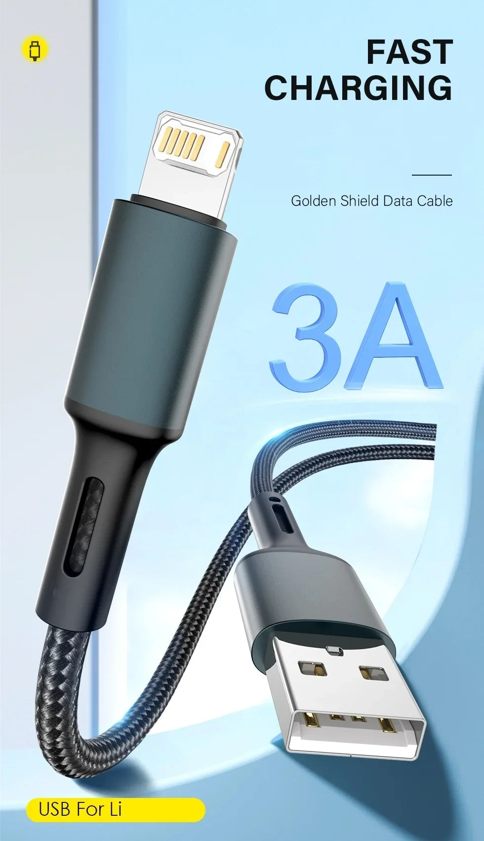 Quick Charge USB Cable For iPhone 12 13 14 11 Pro X Max 6 7 8 Plus 5 SE iPad Origin Mobile Phone Cord Data Charger Wire 3m