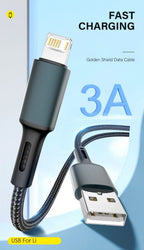 Quick Charge USB Cable For iPhone 12 13 14 11 Pro X Max 6 7 8 Plus 5 SE iPad Origin Mobile Phone Cord Data Charger Wire 3m