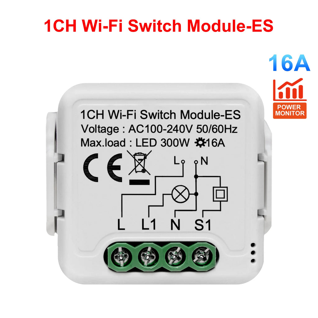 GIRIER Tuya Smart Wifi Switch Module with Energy Metering 2 Way Control Function 16A Works with Alexa Google Home Yandex Alice