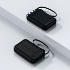 Solar Power Bank Built in Cables Portable Charger External Spare Battery Mini Powerbank with LED Light for IPhone Xiaomi Huawei