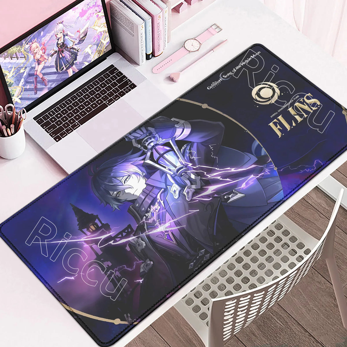 New Cool Wallpaper Genshin Impact Flins Mousepads Computer Gaming Lock Edge Laptop PC Desk Mat Natural Rubber Keyboard Mouse Pad