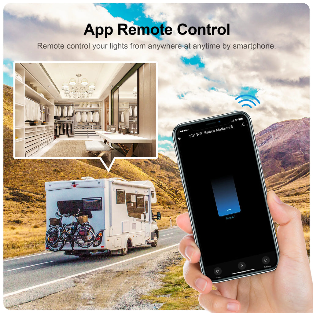 GIRIER Tuya Smart Wifi Switch Module with Energy Metering 2 Way Control Function 16A Works with Alexa Google Home Yandex Alice