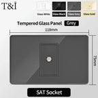 118 Series 118*75mm Tempered Glass US Thai Wall Socket Dual USB Type-C Ports Light Switch Smart Home Appliance 110V Home Office