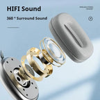 Original 9D Surround Sound Headsets Metal Wireless Bluetooth Headphones with HD Mic Noise Reduction Gaming Earphones for iPhone