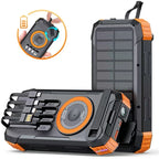 30000mAh Hand Crank Solar Power Bank Magnetic Wireless 22.5W Fast Charging for Airpods iWatch for iPhone 16 Powerbank with Light