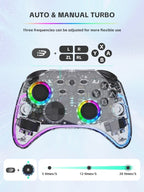 DATA FROG Transparent Wireless Game Controller RGB LED Gamepad With Audio Jack For Switch OLED PC Steam Deck Android Phone