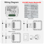 GIRIER Tuya Smart Wifi Switch Module with Energy Metering 2 Way Control Function 16A Works with Alexa Google Home Yandex Alice