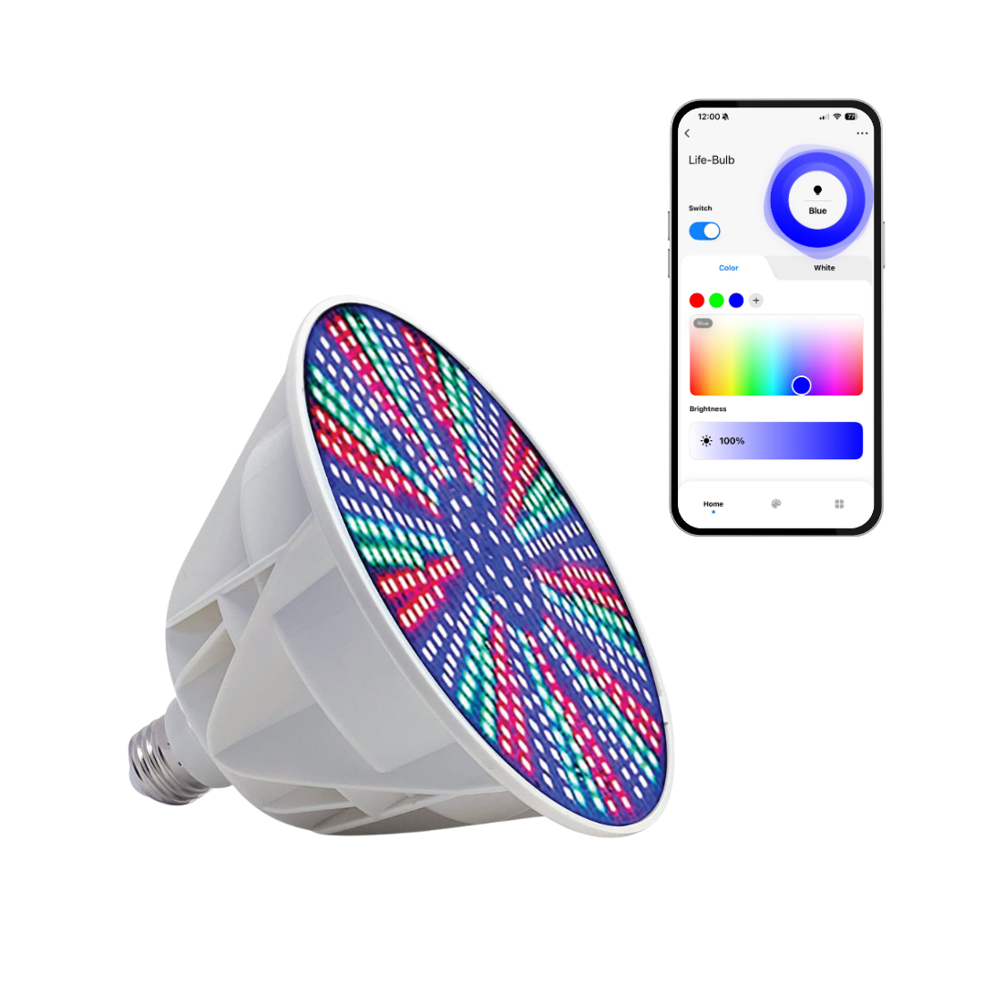 Life-Bulb Smart Color LED Pool Replacement Bulb System (E26 Base) | 120V System to 12V Wi-Fi Conversion | Lifetime Replacement Program