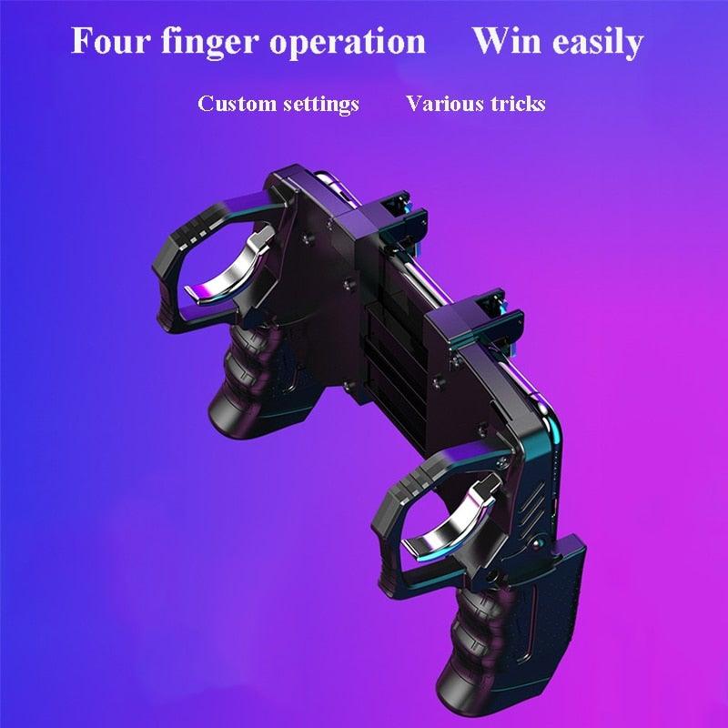 Black Metal Joystick Trigger Shooting Gamepad Portable Controller Compatible With Smartphone Gaming Mobile Phone Holder