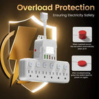 12-in-1 Adjustable Desk Lamp Power Strip – 6 AC Outlets, 3 USB-A & 2 Type-C Ports, Surge Protection