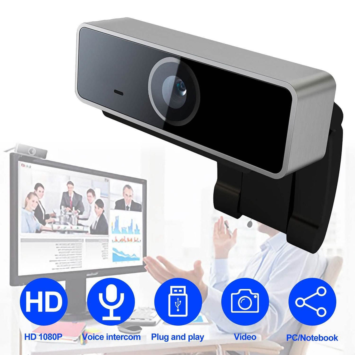 FHD 1080P Webcam USB Auto Focus with Microphone