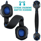 Gaming Red Black Wired Headset Stereo Gamer Headphone  Noise Cancelling Over Ear Headphones With Mic LED Light Bass Surround Soft Memory Earmuffs For Laptop