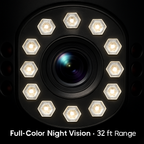 1080P HD 4-Lens Security Camera 360° View WiFi Pan & Tilt Surveillance Camera With Full Color Night Vision Auto Motion Tracking 2-Way Audio Spotlights