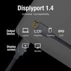 High Speed Display Port TV Cable Audio 8K Video Cable Compatible For PC And Laptop Portable Projector DP1.2 DP1.4 Lightweight Cable