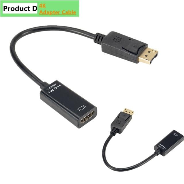 Mini DisplayPort To HDMI-compatible Adapter Male To Female Converter DP To HD Display Port 4K Cable Adapter Video Audio Compatible For PC And Laptop