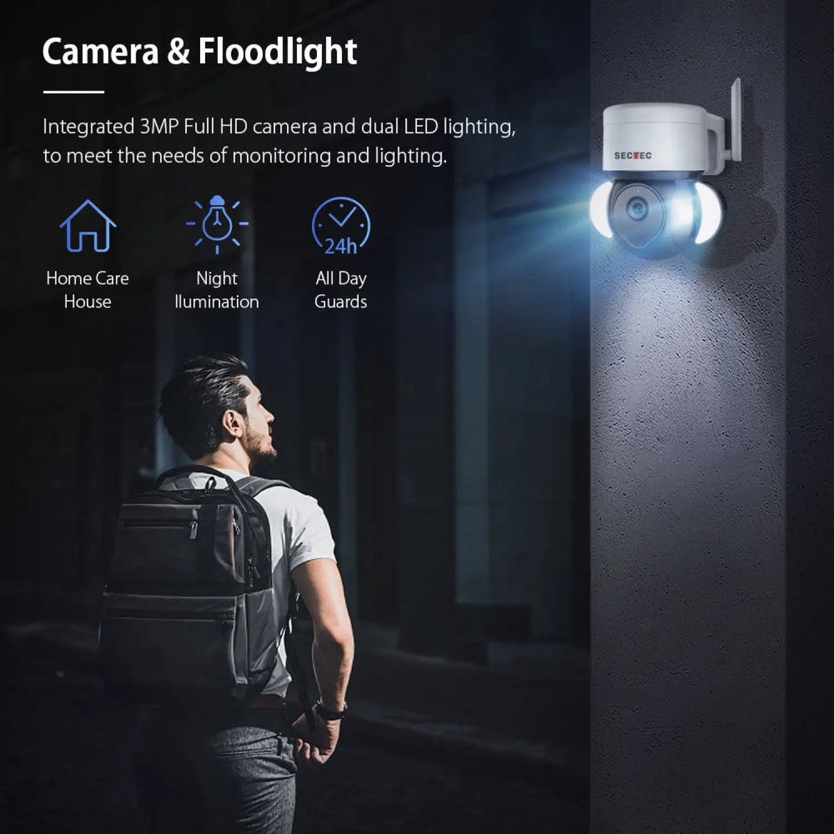 Outdoor Flood Light with 4G Surveillance Camera For Courtyard Lighting