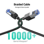 Elegant Black Ethernet Cable CAT8 40Gbps 2000MHz CAT 8 Networking Nylon Braided Internet LAN Network Cable With Gold Silver Plated RJ45 Connector Cord For Router TV